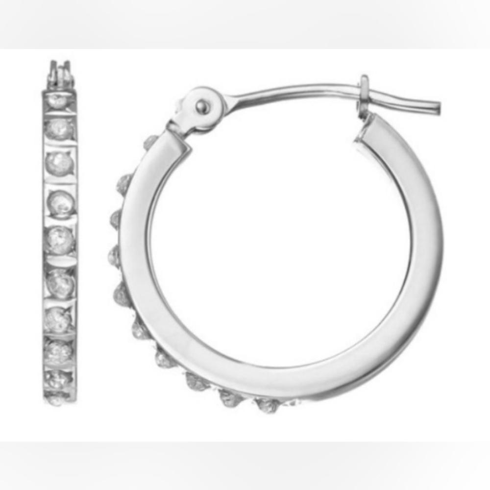 Diamond Fascination Silver Crystal Hoop Earrings 2.5cm